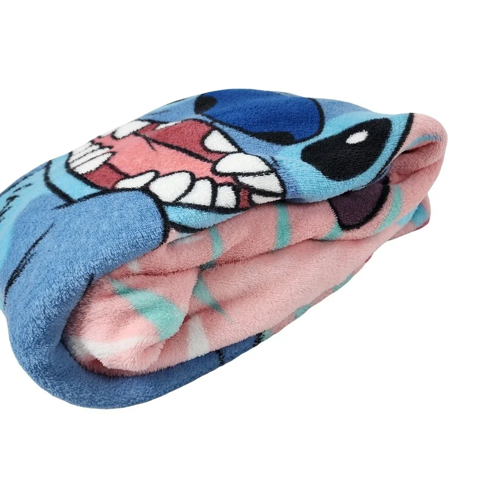 Disney Lilo & Stitch Pink Tropical Palm Leaf‎ Fleece Throw Blanket 44x57 RN18389
